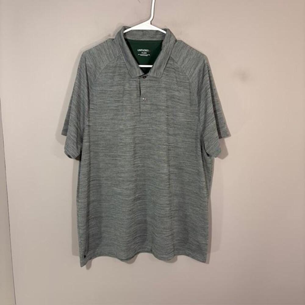 UNTUCKit Polo Shirt Mens 2XL Gray Textured Performance Stretch Jersey Casual Top